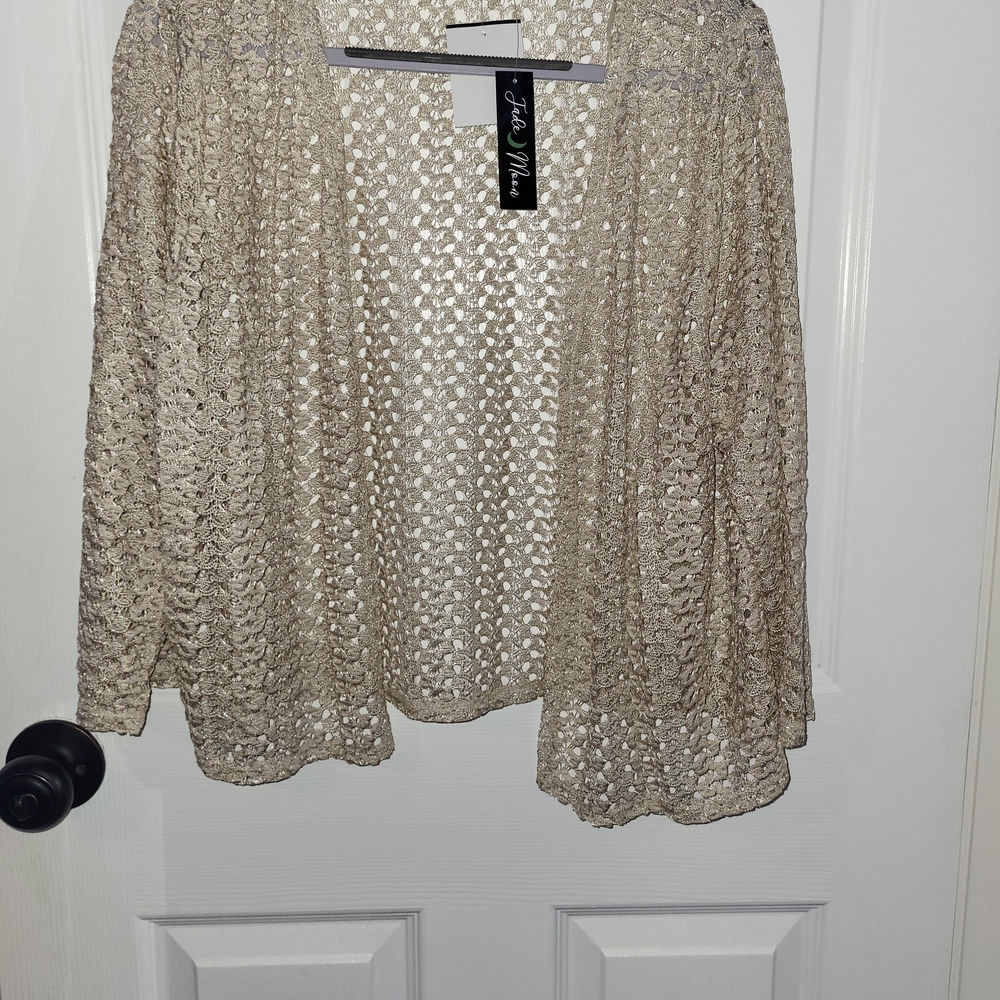 Chic Beige Open-Knit Cardigan
